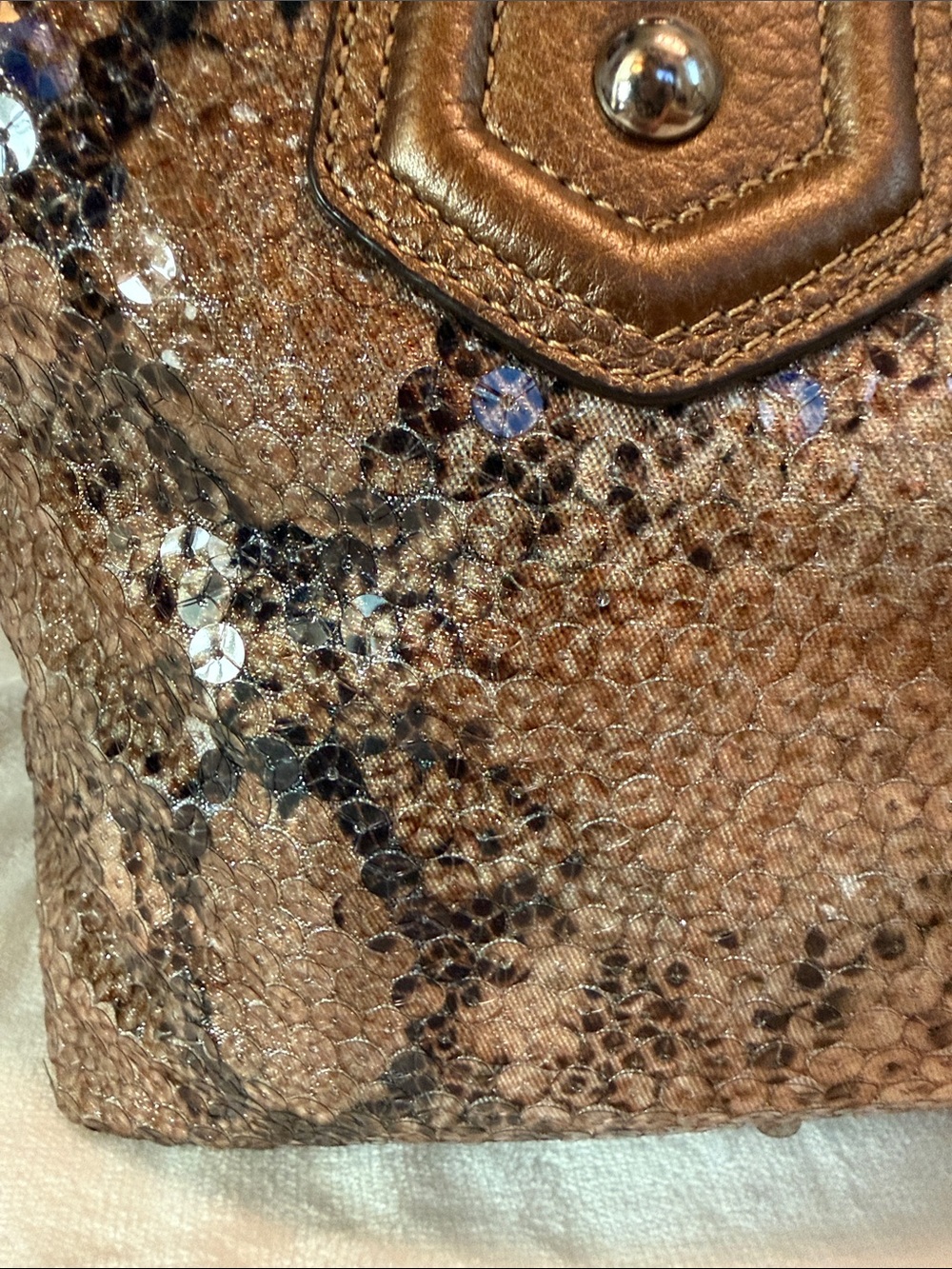 Coach Madison Sequin Python Handbag - Picture 8 of 12